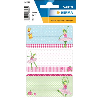 Herma Schuletiketten 76 x 35 mm Froschballerina 2 Bl 6 Etik.