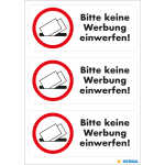 Hinweisetiketten -Bitte keine Werbung einwerfen-...
