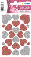 Herma Sticker MAGIC Love Herzen rot und silber glittery 1 Bl