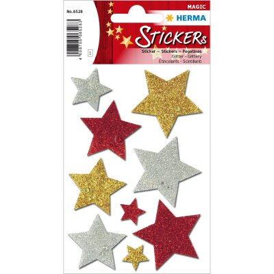 Herma MAGIC Sticker WEIHN. BUNTE STERNE, GLITTERY