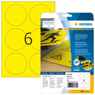 Herma SIGNAL-SCHILDER A4 25 Ø 85 GELB