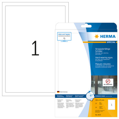 Herma Etiketten stark haftend 190 x 275 mm Folie weiss strapazierfähig 25 Bl 25 Etik. LaserCopy