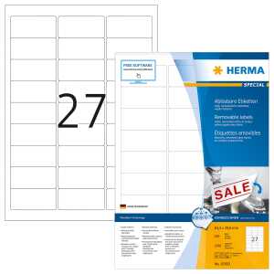 Herma Etiketten ablösbar 63,5 x 29,6 mm weiss 100 Bl 2700 Etik.