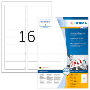Herma Etiketten ablösbar 88,9 x 33,8 mm weiss 100 Bl 1600 Etik.