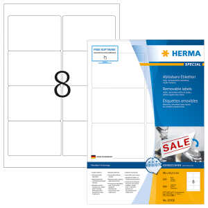 Herma Etiketten ablösbar 96 x 63,5 mm weiss 100 Bl 800 Etik.