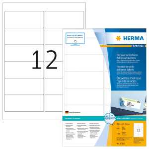 Herma Etiketten Adressen ablösbar 99,1 x 42,3 mm weiss 100 Bl 1200 Et