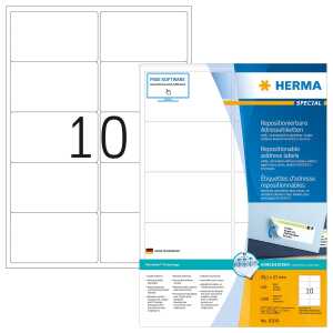 Herma Etiketten Adressen ablösbar 99,1 x 57 mm weiss 100 Bl 1000 Et