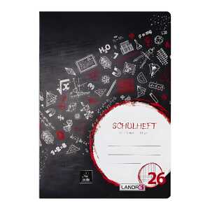 Schulheft A4, 32 Blatt, 80 g/m², Lineatur 26 (kariert mit Rand rechts)