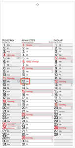 2026 Güss 3-Monatskalender mit Platz für Eintragungen 64x30cm