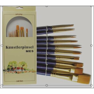 KOH Pinsel Set 10er golden Synthetikhaar  gemischt