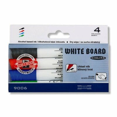 KOH White-Boardmarker - farblich sortiert / Keilspitze 1-5 mm (9006 ) , im 4er Pack