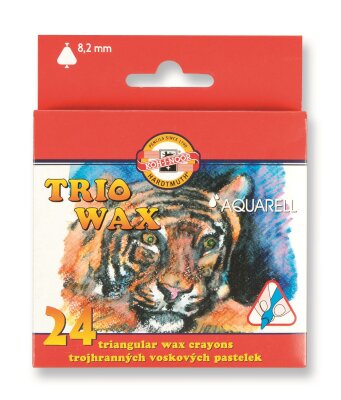 KOH Wachsmalstifte " TRIO WAX - Aquarell " 8,2 mm x 90 mm , 24er Pack