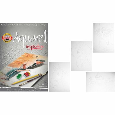 KOH Aquarell- Malblock A4 mit vorgedruckten Motiven 20 Blatt , 250 g/m²