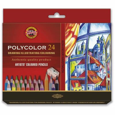 KOH Polycolor- Künstlerfarbstifte 24er Pack inklusive Anspitzer und 2 Graphitstifte