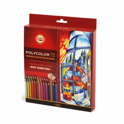 KOH Polycolor- Künstlerfarbstifte 72er Pack inklusive 2 Anspitzer u. 3 Graphitstifte