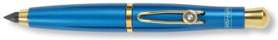 KOH Druckbleistift Metall- Minenhalter 5,6 x 80 mm Mine - Blau / Gold - mit Minenspitzer und Clip, im Etui > 2PK <