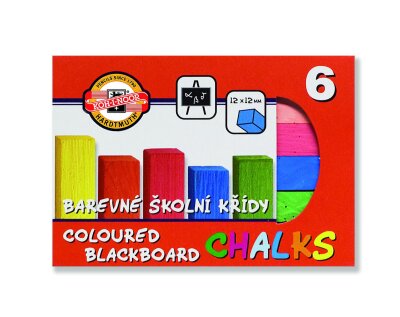 KOH Kreide Schulkreide bunt sortiert - eckig 12 mm x 12 mm x 100 mm - 6er Pack