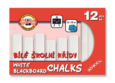 KOH Kreide Schulkreide weiß - eckig 12 mm x 12 mm x 100 mm - 12er Pack