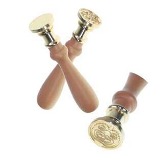 CMI Siegelstempel graviert / Drachenkopf mit Holzgriff