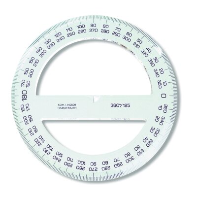 KOH Winkelmesser - Plast 360° - groß / D = 12,5 cm Transparent