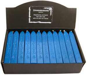 Standardgraph Siegelwachs mit Docht blau, 36 Stück im Karton