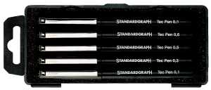 Standardgraph Fineliner Tec Pen Set 0,1/ 0,3/ 0,5/ 0,6/ 0,8 mm, schwarz
