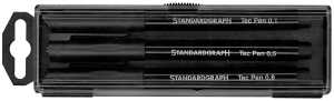 Standardgraph Fineliner Tec Pen Set 0,1/ 0,5/ 0,8 mm, schwarz