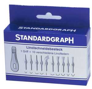 Standardgraph Linolschnitt Schneidebesteck 10 Federn + Griff