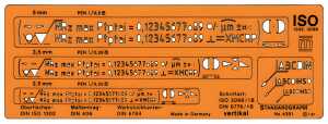 Standardgraph Schablone Oberflächenzeichnen ISONORM, TypB vertikal 2,5/3,5/5 mm