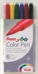 Pentel Faserschreiber Colour Pen 0,6mm Set 6 Farben sortiert