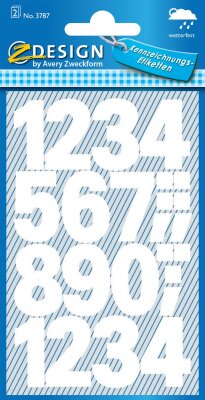 Zweckform Zahlenetikett 0-9 Folie weiß 32 Stück 3787  25 mm  wetterfest
