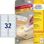 Universal-Etiketten, 96 x 16,9 mm, 30 Bogen/960 Etiketten, weiß
