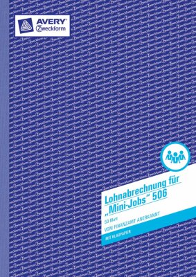 Zweckform 506 Lohnabrechnung für geringf. Beschäftigte, DIN A4, vorgelocht, 50 Blatt/10 Stück, weiß