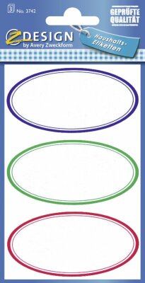 Zweckform Einmachetikett oval fbg. Rand 76x120 mm 3742  12 Stück