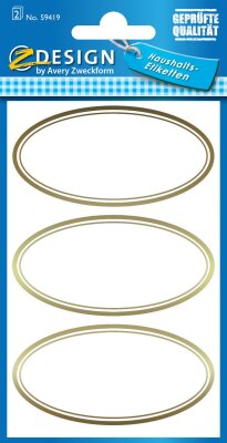 Zweckform Einmachetikett oval Goldrand 76x120 mm 59419  6 Stück