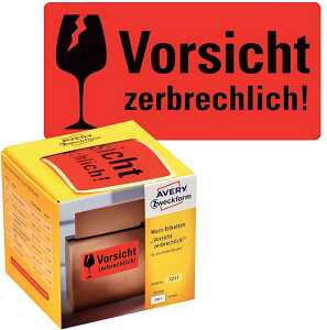 Warnetiketten "Vorsicht zerbrechlich!" - 200 Stück im Spender