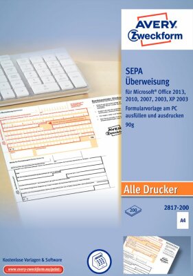 Zweckform 2817-200 Sepa-Überweisung - A4, ohne Software, 200 Blatt