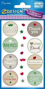 Creative Effektfolie Sticker, Danke, 17 Motive, bunt, 1 Bogen