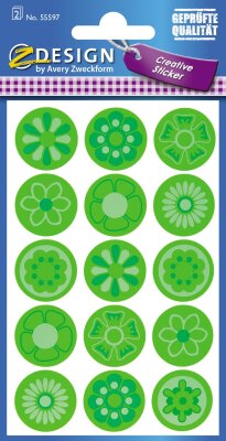 Zweckform 55597 Neon Sticker Blumen grün