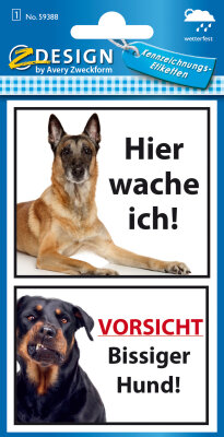 Zweckform Sticker Warnung Bissiger Hund 59388