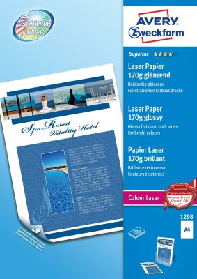 Zweckform 1298 170g glossy Laserpapier Colour A4 200Bl ws