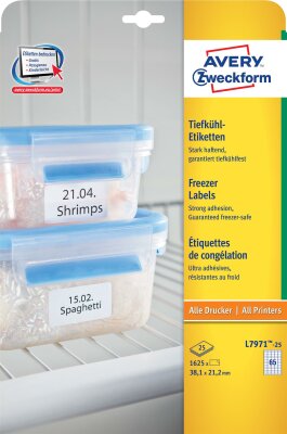 Zweckform L7971-25 Tiefkühl Universaletiketten 38,1x21,2m weiß