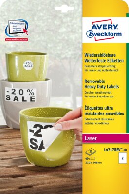 Zweckform L4717REV-20 wetterfest Folienetiketten 210x148 weiß