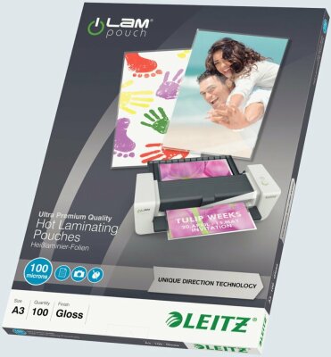 Leitz 7487 Laminierfolie UDT - A3, glänzend, 100 mym, 100 Stück