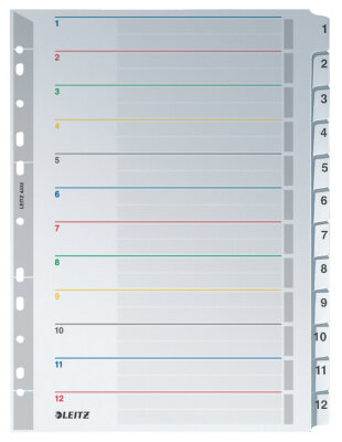 LEITZ Register A4 1-12 grau REGIST.A4 KTN 1-12 4332-00-00 WIEDERBESC