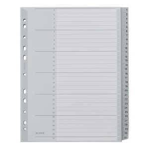 LEITZ 1281 Zahlenregister 131 PP A4 Überbreite 31 Blatt grau