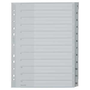 LEITZ 1282 Zahlenregister 112 PP A4 Überbreite 12 Blatt grau
