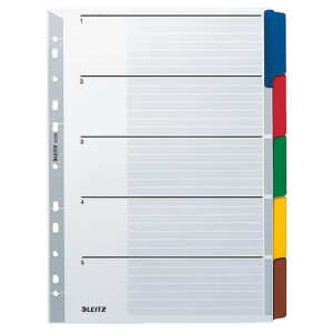 LEITZ 4320 Register blanko Karton A4 5 Blatt Taben 5farbig