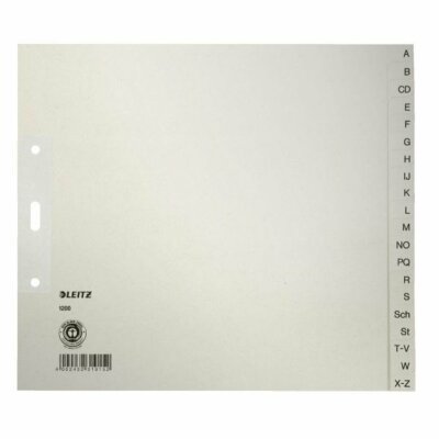 LEITZ 1200 Register - A - Z Papier A4 Überbreite 21 cm hoch 20 Blatt grau