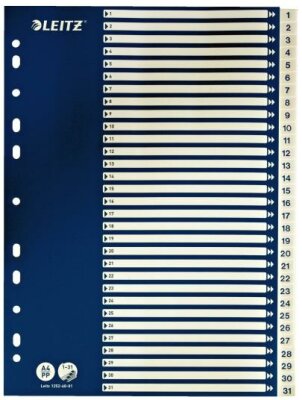 LEITZ Register A4 1-31 weiß mit blauem Deckblatt (Pappe)